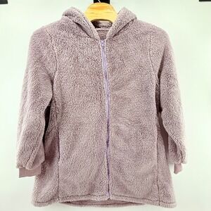 Sherpa Jacket 2XL Lavender Purple Hooded Full Zip Cozy Plush Loungewear Womens
